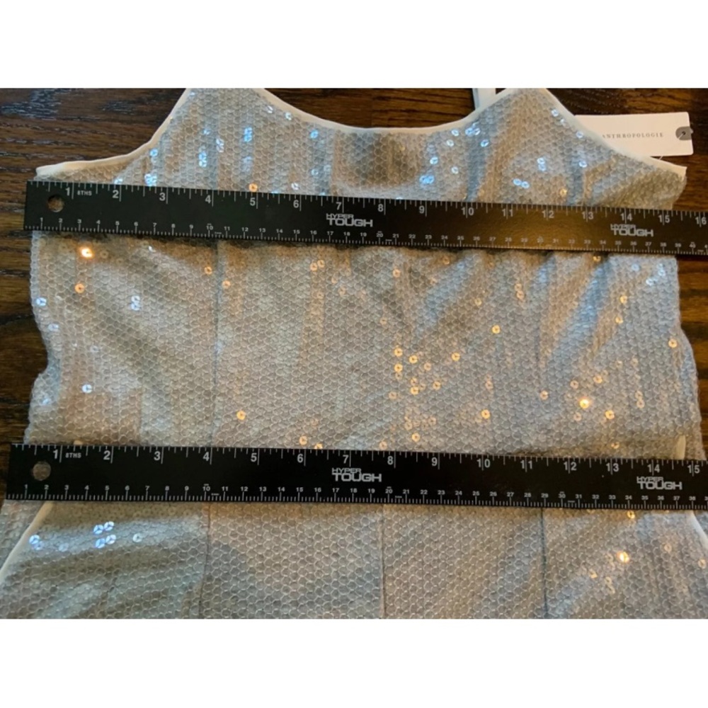 Anthropologie sequin Jumpsuit Women Silver Gray Stretch Coastal Disco Occasion - Picture 12 of 16